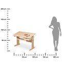 Biurko regulowane Julia w kolorze sosny Wykonane z drewna sosnowego w naturalnym kolorze, wyposażone w blat z regulowaną wysokoś