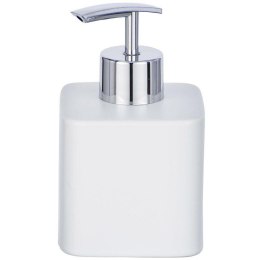 Dozownik na mydło w płynie Hexa White Wykonany z ceramiki, kolor biały, posiada sześcienny kształt i zaokrąglone krawędzie