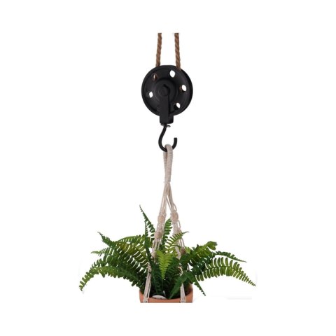 Hak do roślin w stylu industrialnym Dekoracyjny hak, wieszak na donicę z kwiatami wykonany z metalu oraz sznura do wnętrz w styl