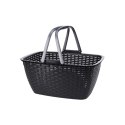Kosz zakupowy ze składanymi rączkami Solidny, pojemny koszyk wykonany z mocnego tworzywa w kolorze antracytowym idealny na zakup