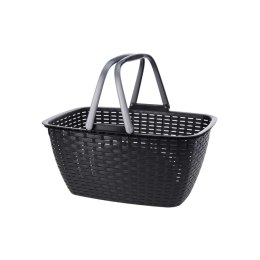 Kosz zakupowy ze składanymi rączkami Solidny, pojemny koszyk wykonany z mocnego tworzywa w kolorze antracytowym idealny na zakup