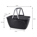 Kosz zakupowy ze składanymi rączkami Solidny, pojemny koszyk wykonany z mocnego tworzywa w kolorze antracytowym idealny na zakup