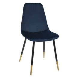 Krzesło Tyka Velvet niebieskie Obicie wykonane z miękkiego i przyjemnego w dotyku materiału, metalowe nogi w kolorze czarnym ze 