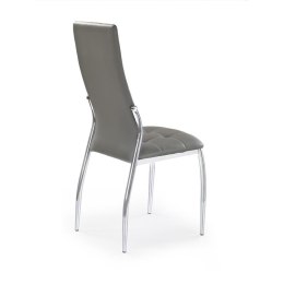 Krzesło model K209 popielate Nowoczesny design, obicie ze skóry syntetycznej, chromowany korpus