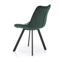 Krzesło model K332 ciemno zielone Nowoczesny design, obicie z wysokiej jakości tkaniny, nogi czarne, metalowe