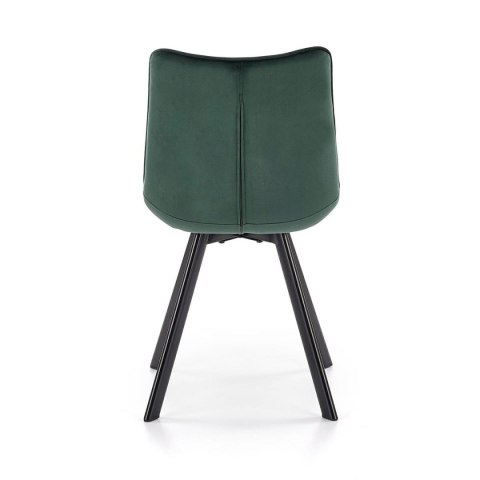 Krzesło model K332 ciemno zielone Nowoczesny design, obicie z wysokiej jakości tkaniny, nogi czarne, metalowe