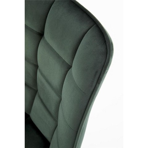 Krzesło model K332 ciemno zielone Nowoczesny design, obicie z wysokiej jakości tkaniny, nogi czarne, metalowe