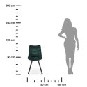 Krzesło model K332 ciemno zielone Nowoczesny design, obicie z wysokiej jakości tkaniny, nogi czarne, metalowe
