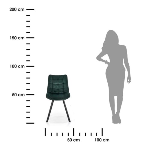 Krzesło model K332 ciemno zielone Nowoczesny design, obicie z wysokiej jakości tkaniny, nogi czarne, metalowe