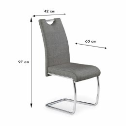 Krzesło model K349 popielate Nowoczesny design, obicie z wysokiej jakości tkaniny, chromowany korpus