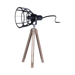 Lampa stojąca w stylu Loft na trójnogu Lampa na trzech drewnianych nogach z metalowym abażurem o wysokości 57 cm