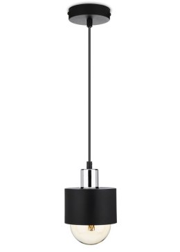 Lampa wisząca BerlinStil 12cm cz-srebrna Modna sufitowa lampa w kolorze czarnym ze srebrnym nadkloszem, w stylu loft industrialn