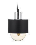 Lampa wisząca BerlinStil 12cm cz-srebrna Modna sufitowa lampa w kolorze czarnym ze srebrnym nadkloszem, w stylu loft industrialn