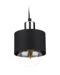 Lampa wisząca BerlinStil 12cm cz-srebrna Modna sufitowa lampa w kolorze czarnym ze srebrnym nadkloszem, w stylu loft industrialn