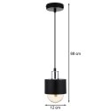 Lampa wisząca BerlinStil 12cm cz-srebrna Modna sufitowa lampa w kolorze czarnym ze srebrnym nadkloszem, w stylu loft industrialn