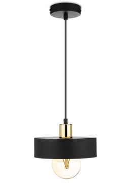 Lampa wisząca BerlinStil 20 cm cz-złota Modna sufitowa lampa w kolorze czarnym ze złotym nadkloszem, w stylu loft industrialnym 
