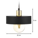 Lampa wisząca BerlinStil 20 cm cz-złota Modna sufitowa lampa w kolorze czarnym ze złotym nadkloszem, w stylu loft industrialnym 