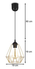 Lampa wisząca Paris Diamond 19 cm miedź Stylowa lampa wisząca druciak w kolorze błyszczącej miedzi, w glamour połysk 19 cm