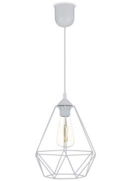 Lampa wisząca Paris Diamond 24 cm biała Stylowa lampa wisząca druciak w kolorze białym, w stylu industrialnym loft 24 cm
