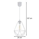 Lampa wisząca Paris Diamond 24 cm biała Stylowa lampa wisząca druciak w kolorze białym, w stylu industrialnym loft 24 cm