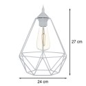 Lampa wisząca Paris Diamond 24 cm biała Stylowa lampa wisząca druciak w kolorze białym, w stylu industrialnym loft 24 cm