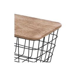 Metalowy czarny kosz z pokrywą 31x22 cm Metalowy, druciany koszyk, pojemnik na owoce, warzywa i inne akcesoria z pokrywą mdf w k