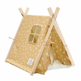 Namiot Tipi dla kota lub psa wzór Łapki Domek dla psa lub kota w formie namiotu tipi z pokrowcem do transportu oraz miękkim lego