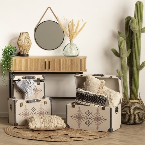 Okrągłe lustro ścienne na sznurze 55 cm Metalowa rama w kolorze czarnym, jutowy sznur, stylowy i funkcjonalny dodatek do wnętrz