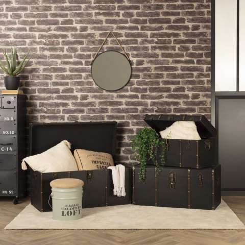 Okrągłe lustro ścienne na sznurze 55 cm Metalowa rama w kolorze czarnym, jutowy sznur, stylowy i funkcjonalny dodatek do wnętrz