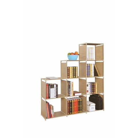 Regał Metro beżowy Schodkowa budowa, metalowy stelaż, przegrody z tkaniny/materiału PVC, 12 półek w zestawie