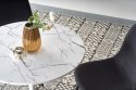 Stół okrągły Denver White Marble 80 cm Stalowa podstawa lakierowana na biało, blat wykonany z MDF-u z okleiną imitującą marmur, 