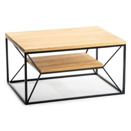 Stolik kawowy OakLoft 80 cm jasny dąb Stolik wykonany z metalu oraz drewnadębowego, solidny i loftowy stoliczek do salonu, 80x60