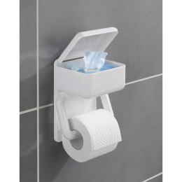 Uchwyt na papier toaletowy 2w1 Wenko Wykonany z tworzywa sztucznego, wyposażony w schowek, montaż za pomocą załączonych śrub i k