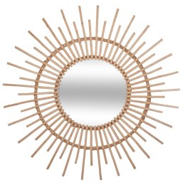 Wiklinowe lustro ścienne Słońce 76 cm W naturalnym kolorze, nowoczesny kształt, elegancki i stylowy dodatek do wnętrz