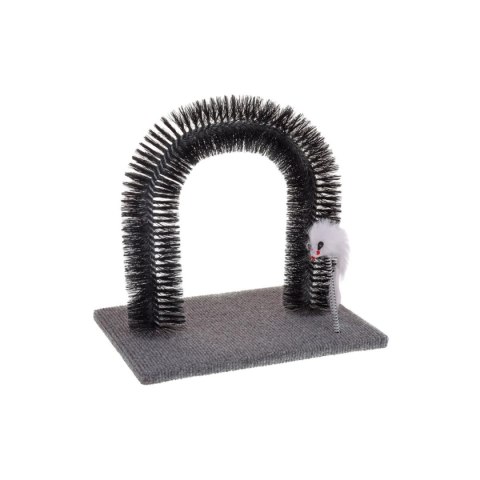 Zabawka dla kota w formie masażera Łuk do masażu dla kota z drapakiem, szczotką i zabawką w kształcie myszki na sprężynie o wymi