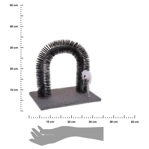 Zabawka dla kota w formie masażera Łuk do masażu dla kota z drapakiem, szczotką i zabawką w kształcie myszki na sprężynie o wymi