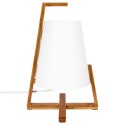 Bambusowa lampka nocna Gong 32 cm Podstawa wykonana z drewna bambusowego w naturalnym kolorze, biały abażur, idealna do salonu l