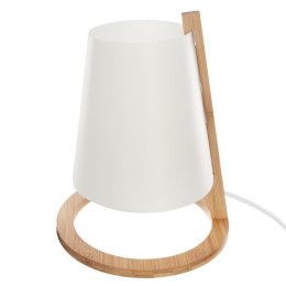 Bambusowa lampka nocna Pita 26,5 cm Podstawa wykonana z drewna bambusowego w naturalnym kolorze, biały abażur, idealna do salonu