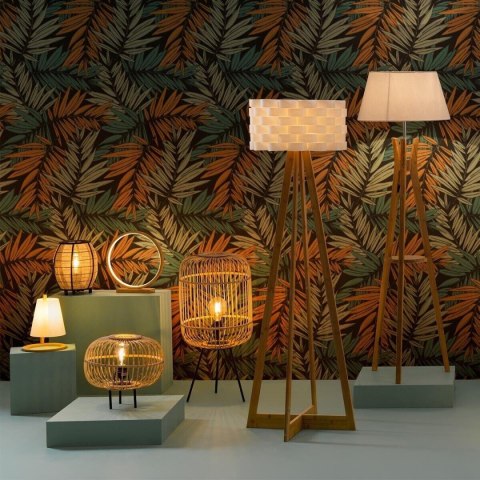 Bambusowa lampka nocna Pita 26,5 cmPodstawa wykonana z drewna bambusowego w naturalnym kolorze, biały abażur, idealna do salonu 