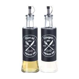 Butelka szklana na oliwę i ocet 2x300 ml Zestaw szklanych pojemników kuchennych z dozownikiem, na oliwę i ocet, w nowoczesnym de