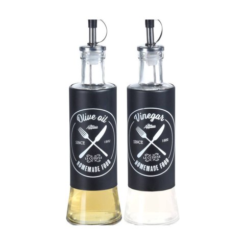 Butelka szklana na oliwę i ocet 2x300 ml Zestaw szklanych pojemników kuchennych z dozownikiem, na oliwę i ocet, w nowoczesnym de