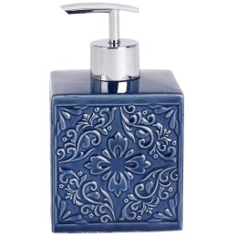 Dozownik na mydło Cordoba Blue 500 ml Wykonany z ceramiki, kolor granatowy, ozdobiony eleganckim ornamentowym wzorem