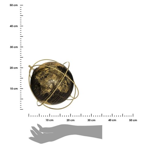 Globus dekoracyjny czarny 24 cm Na złotej podstawie wykonanej z metalu, globus o średnicy 24 cm, z solidnego tworzywa