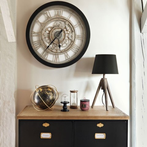 Globus dekoracyjny czarny 24 cm Na złotej podstawie wykonanej z metalu, globus o średnicy 24 cm, z solidnego tworzywa