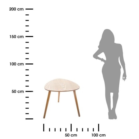 Komplet 3 stolików kawowych Mileo Nature Blat wykonany z płyty MDF o strukturze naturalnego drewna, sosnowe nogi, nowoczesny i o