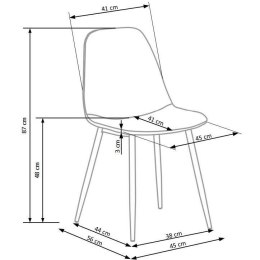 Krzesło K316 popielate Obicie wykonane z wysokiej jakości tkaniny, stalowe nogi w kolorze dąb miodowy, mebel do samodzielnego mo