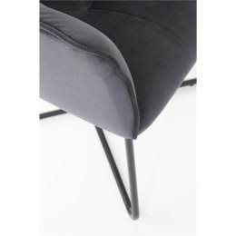 Krzesło K377 popielate Obicie wykonane z aksamitnej tkaniny, stalowy korpus, mebel do samodzielnego montażu