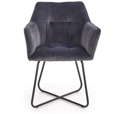 Krzesło K377 popielate Obicie wykonane z aksamitnej tkaniny, stalowy korpus, mebel do samodzielnego montażu