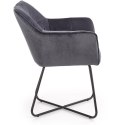 Krzesło K377 popielate Obicie wykonane z aksamitnej tkaniny, stalowy korpus, mebel do samodzielnego montażu