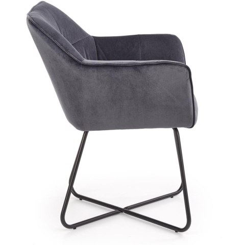 Krzesło K377 popielate Obicie wykonane z aksamitnej tkaniny, stalowy korpus, mebel do samodzielnego montażu